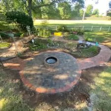 Brick Sidewalk Leading to a Paver Fire Pit in Huntsville, AL