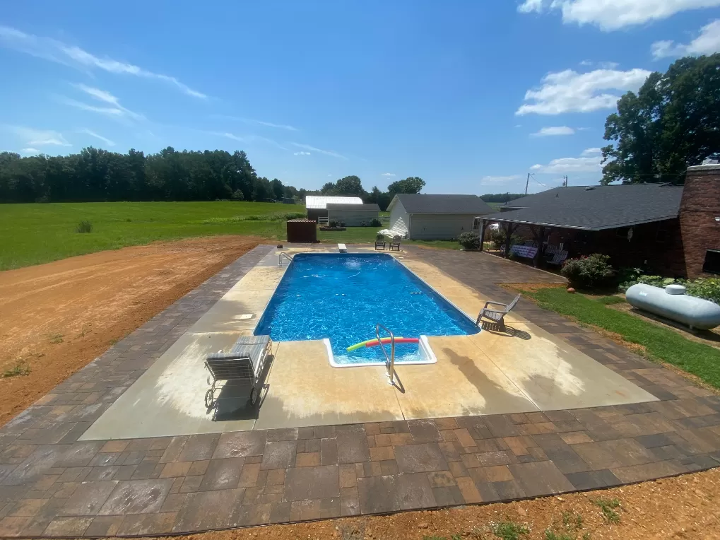 Paver Patio Around a Pool in Athens, AL