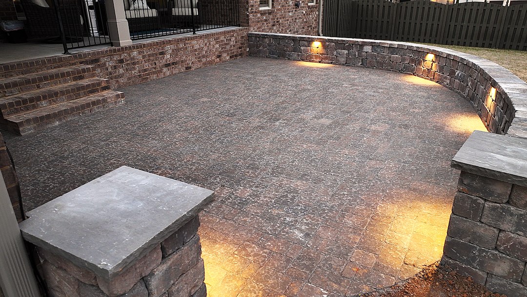 Warm Lit Seating Wall and Patio